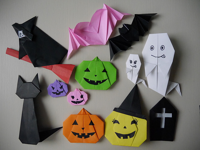 ハロウィン飾りを折り紙で簡単に カボチャやコウモリ 黒猫も